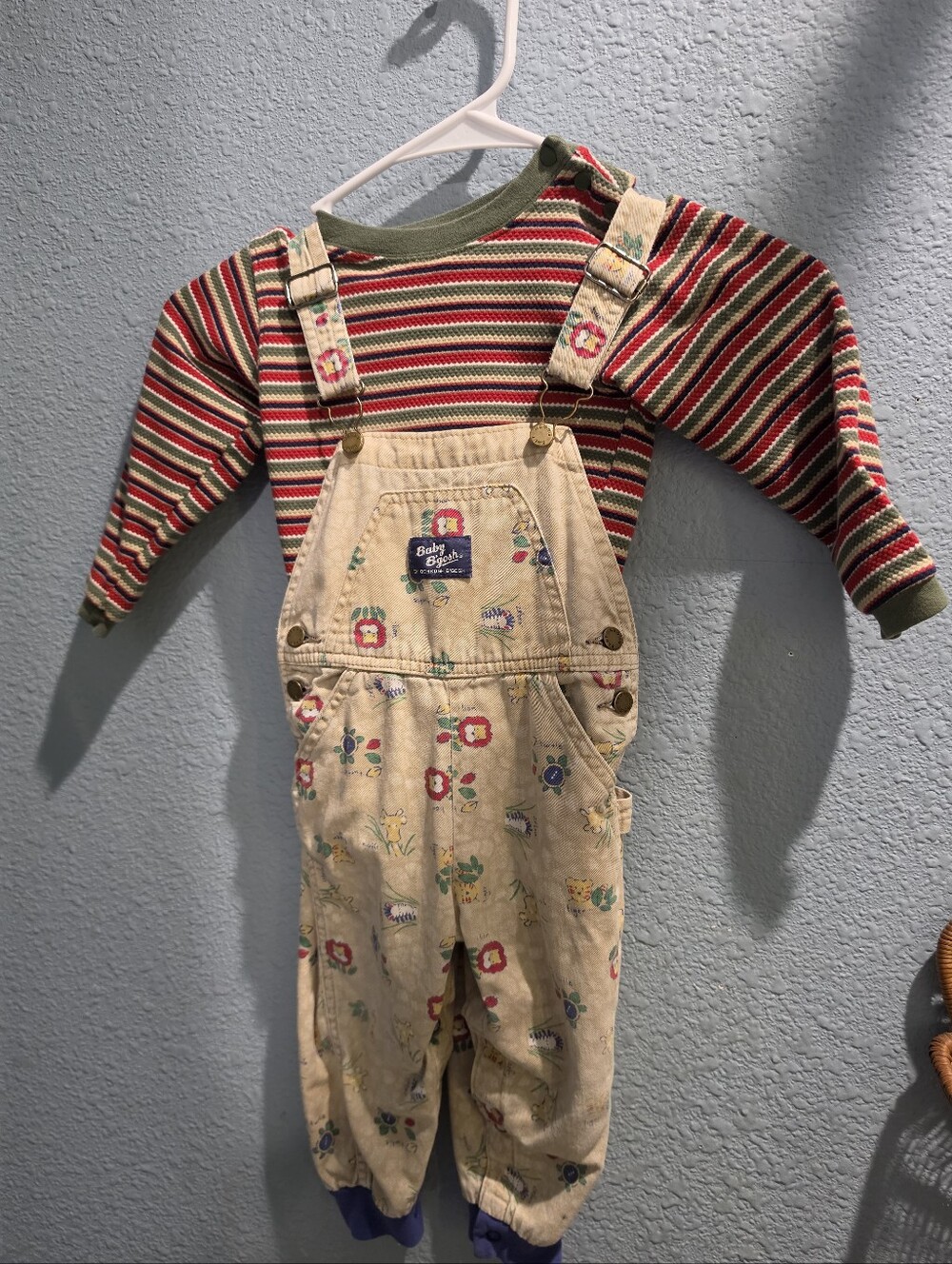 Vintage B'gosh Osh Kosh Overalls 24 M And Striped Long Sleeve Body Suit Jungle
